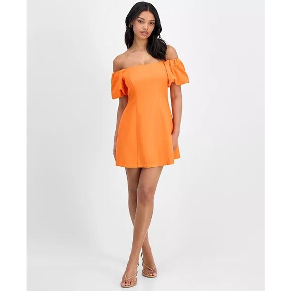 Bar III | NEW Linen Blend Preppy Off the Shoulder Summer Mini Dress Sz Small
